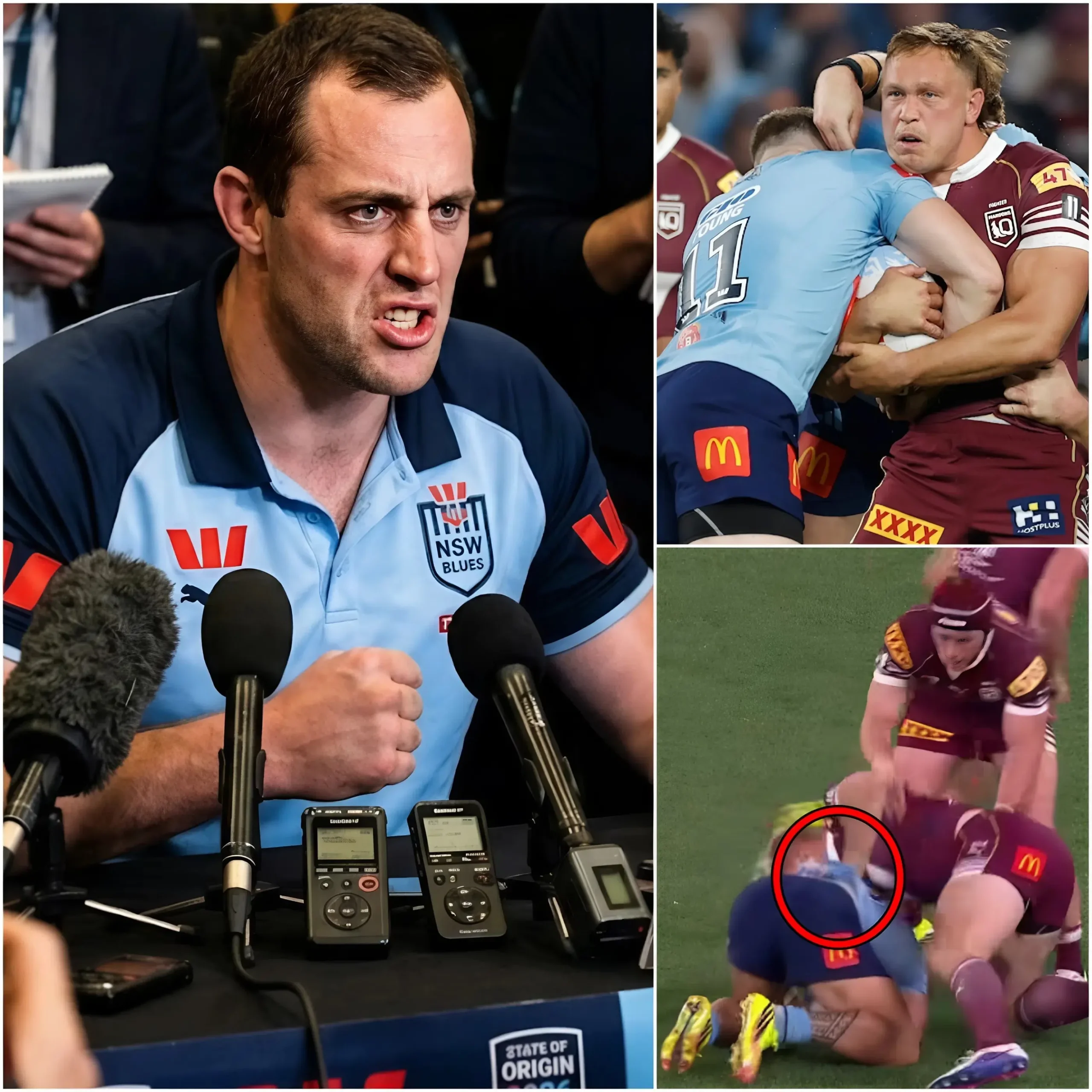 Cover Image for 🚨 The NRL was forced to hold an emergency meeting: Following New South Wales’ 24-44 defeat to the Queensland Maroons, the most shocking moment of the night did not take place on the field—it happened during the post-match press conference.