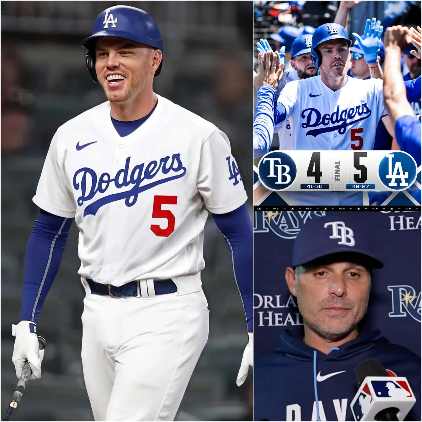 Cover Image for 🚨⚾ “HE CHEATED!” — Just minutes after the Dodgers’ nail-biting 5-4 victory over the Tampa Bay Rays, coach Kevin Cash, his face flushed with anger, pointed directly at Freddie Freeman and loudly accused the star of using high-tech equipment to “cheat,”
