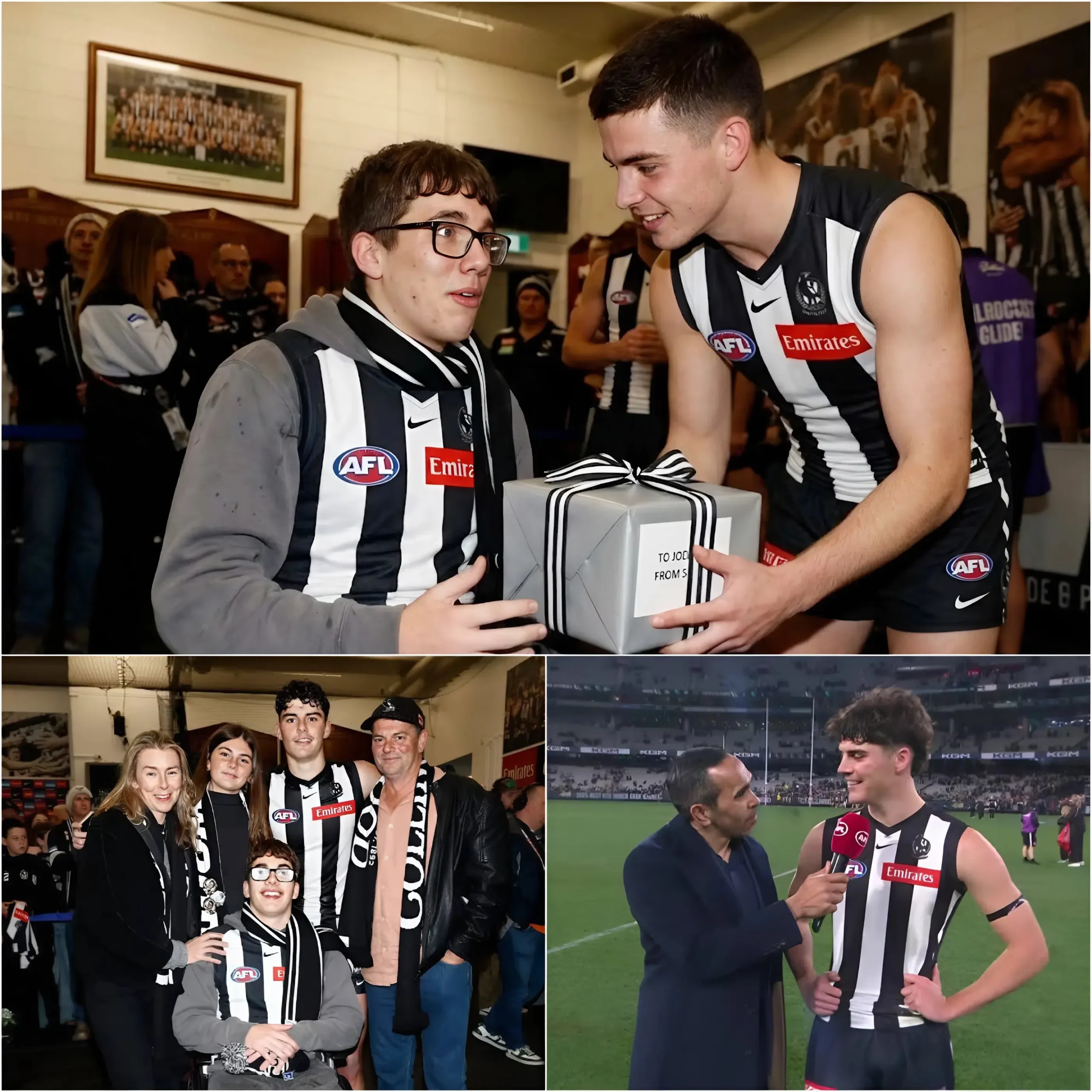 Cover Image for đđ âHE SACRIFICED HIS LEGS SO I COULD HAVE THIS OPPORTUNITY TODAYâŠâ â Sam Swadling broke down in tears as he spoke about Joel Swadling, his wheelchair-bound older brother, after contributing to Collingwoodâs emotional victory over Port Adelaide Power.