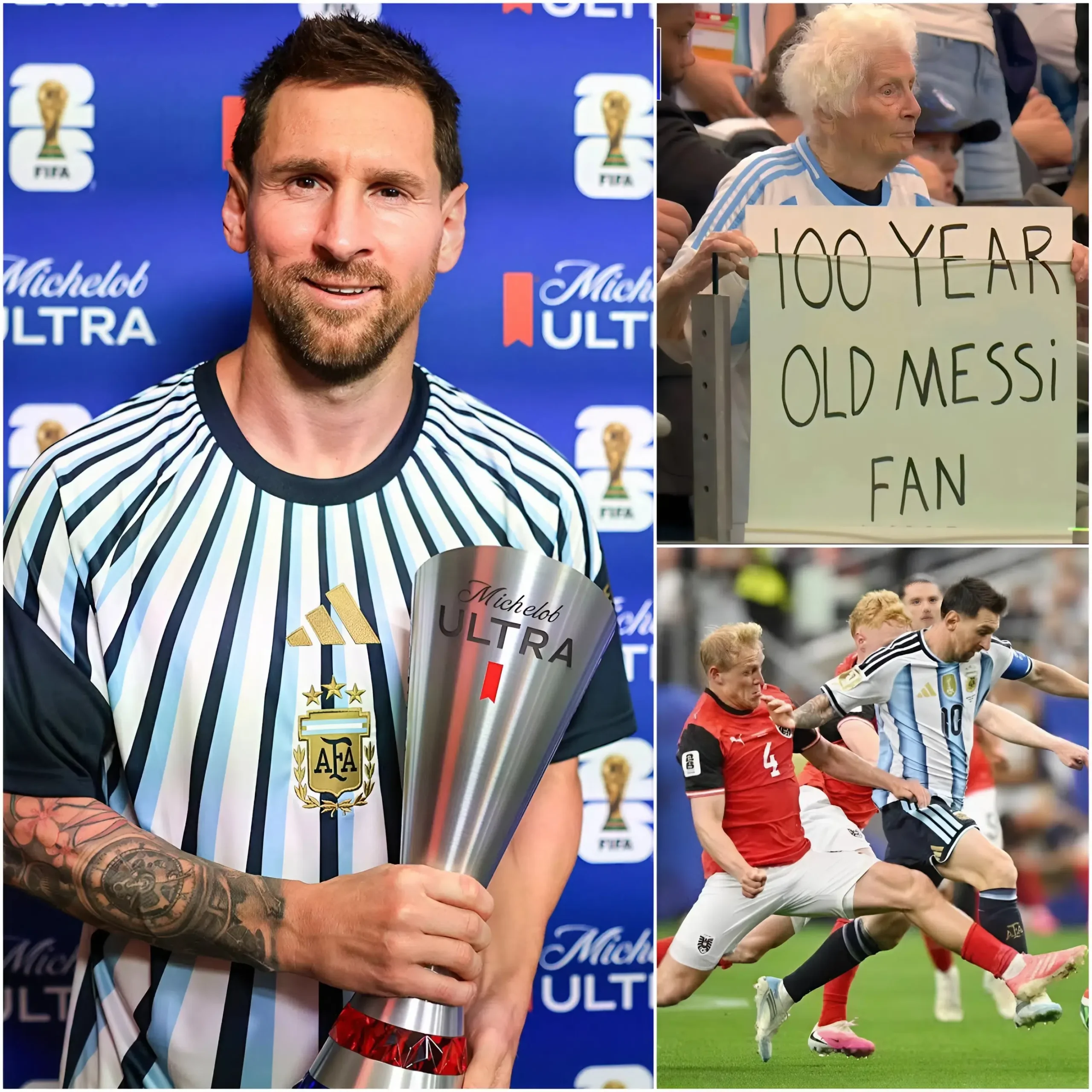 Cover Image for 🛑HACE 10 MINUTOS: Lionel Messi le envió un REGALO ESPECIAL a una aficionada de 100 años. La anciana asistió al partido de anoche entre Argentina y Austria para apoyar a M10. Tras el encuentro, Messi le entregó personalmente un obsequio como muestra de agradecimiento, acompañado de un