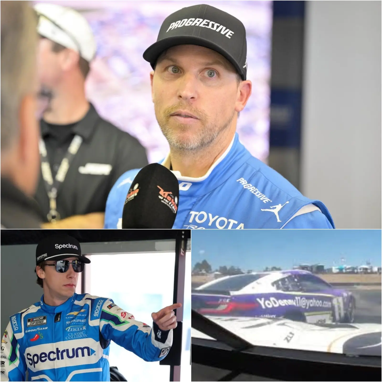 Cover Image for “It’s definitely frustrating.” Denny Hamlin candidly expressed his feelings after the collision with Carson Hocevar ended his impressive run at Sonoma on Turn 7.👇👇👇