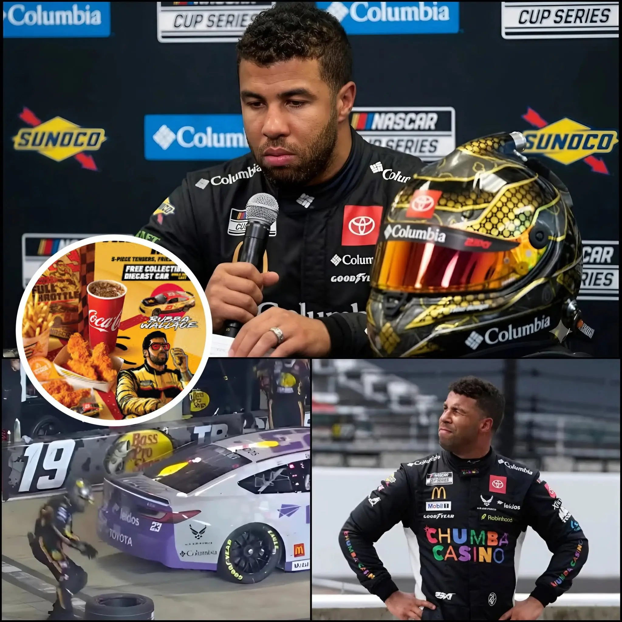 Cover Image for 🚨 BREAKING NEWS: “Bubba’s Full Throttle Meal,” which comes with a model of Bubba Wallace’s collectible #23 car, is facing a massive boycott. His unethical racing behavior has caused some fans to turn their backs on him….
