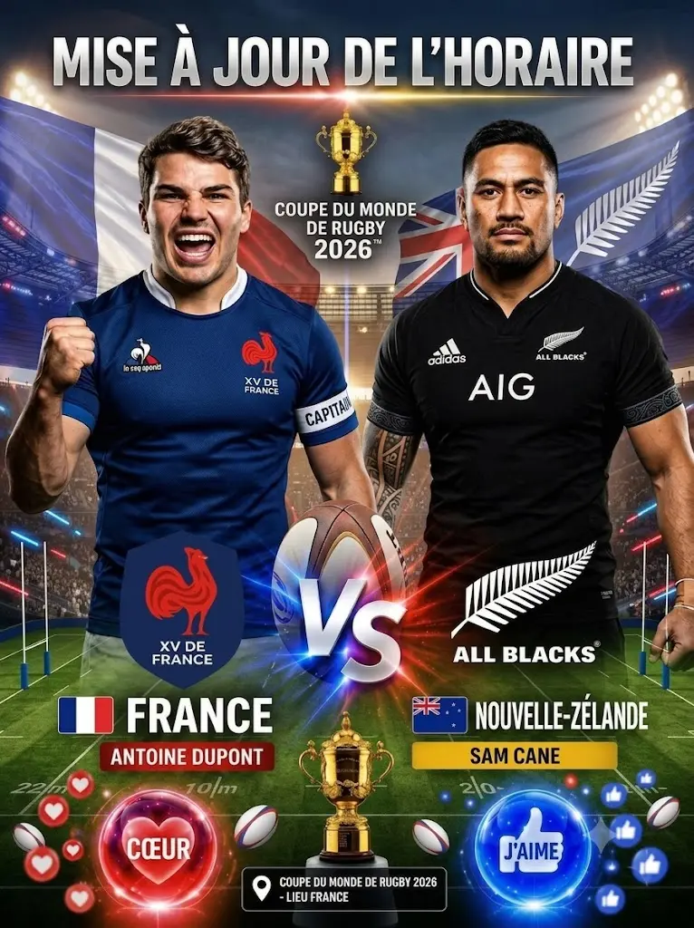 Cover Image for 🚨 NOUVEL HORAIRE DE COUP D’ENVOI ANNONCÉ — Une diffusion réajustée pour l’affiche majeure entre la France et la Nouvelle-Zélande