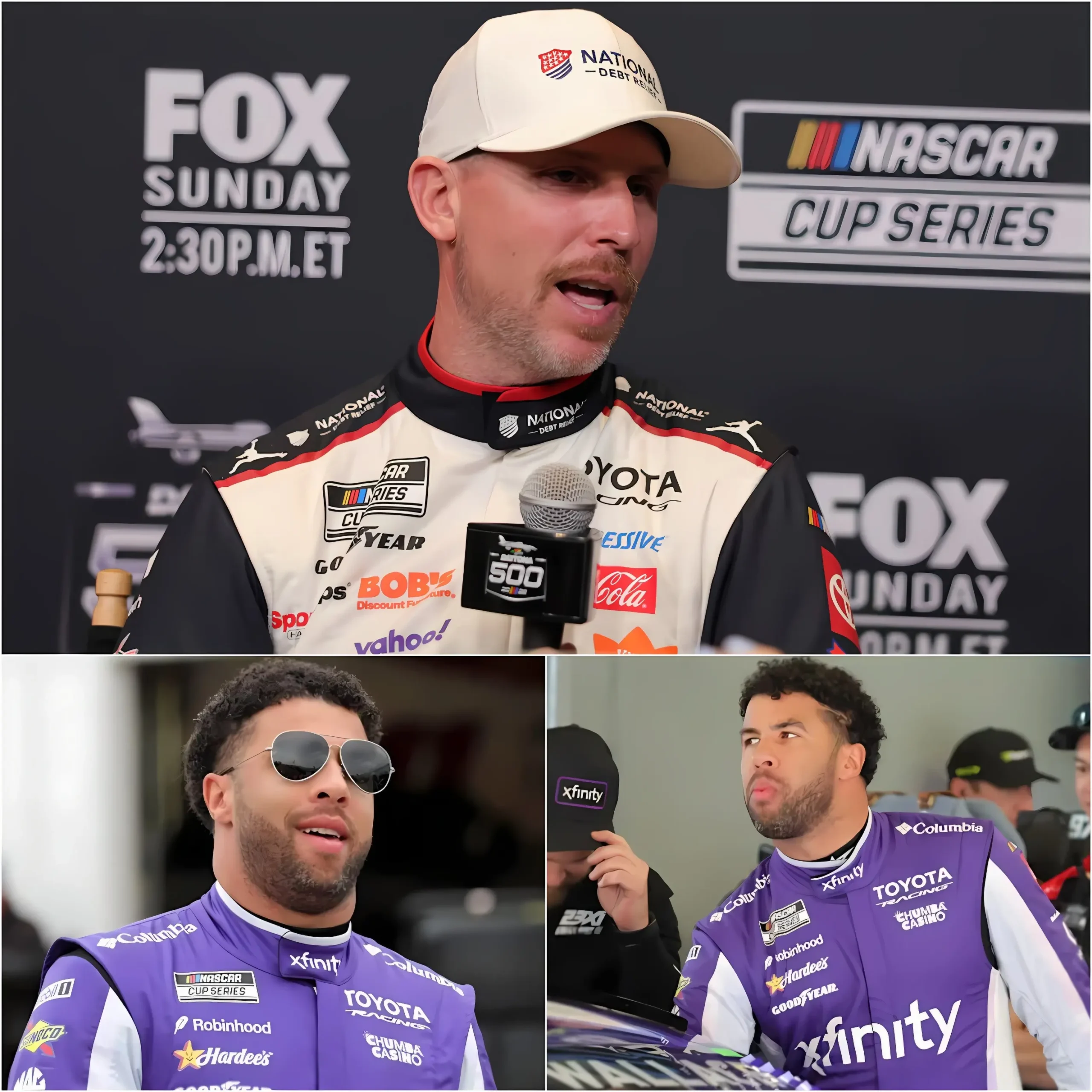 Cover Image for “He’s a talented individual and the future of NASCAR” 🏁💥 NASCAR boss Denny Hamlin shakes up behind the scenes as he tids his hat in admiration at the mesmerizing speed of Bubba Wallace and Team 23.