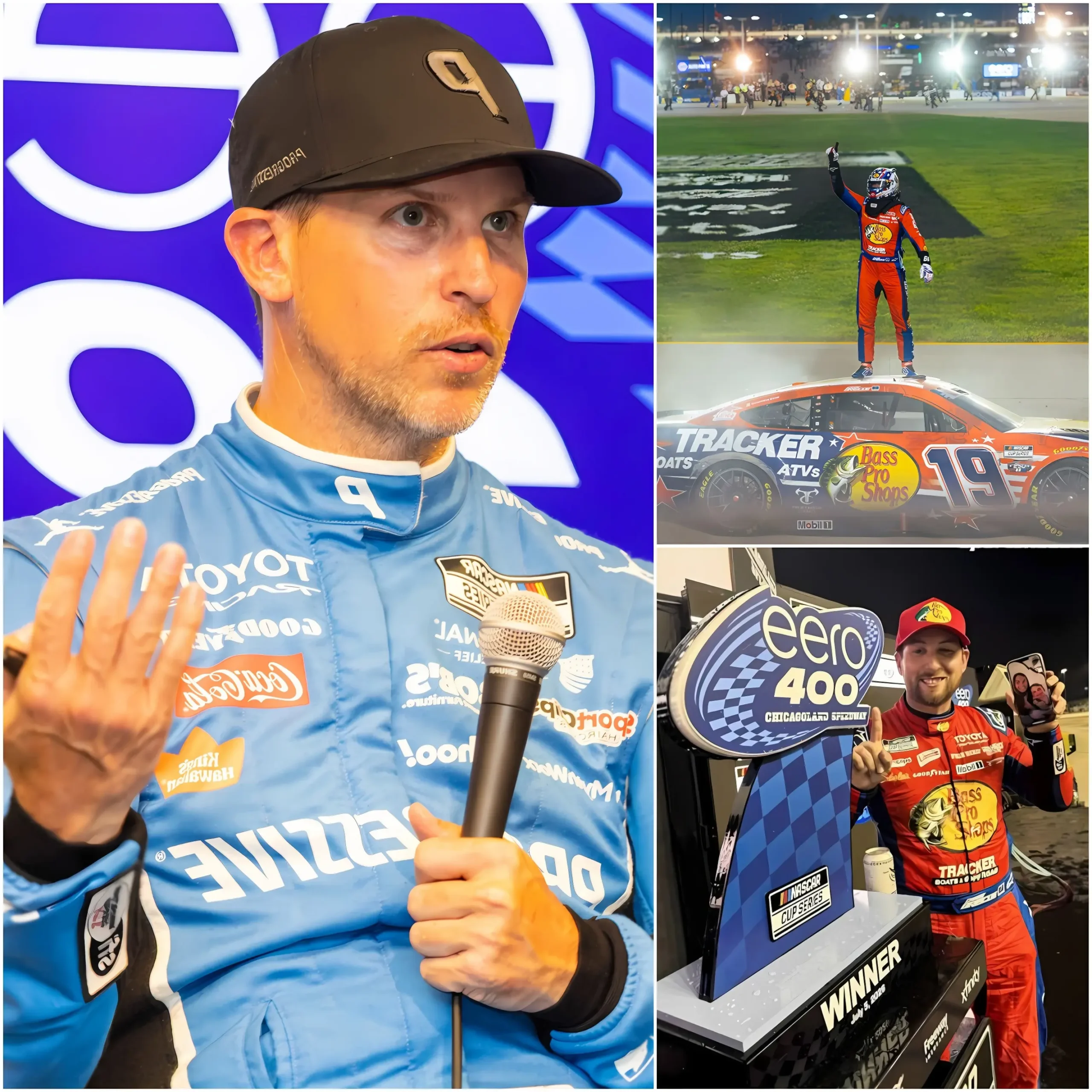 Cover Image for 🚨”HE DOESN’T DESERVE THAT POSITION!” Denny Hamlin erupted in frustration, openly blasting Chase Briscoe’s result after the Chicagoland Speedway.