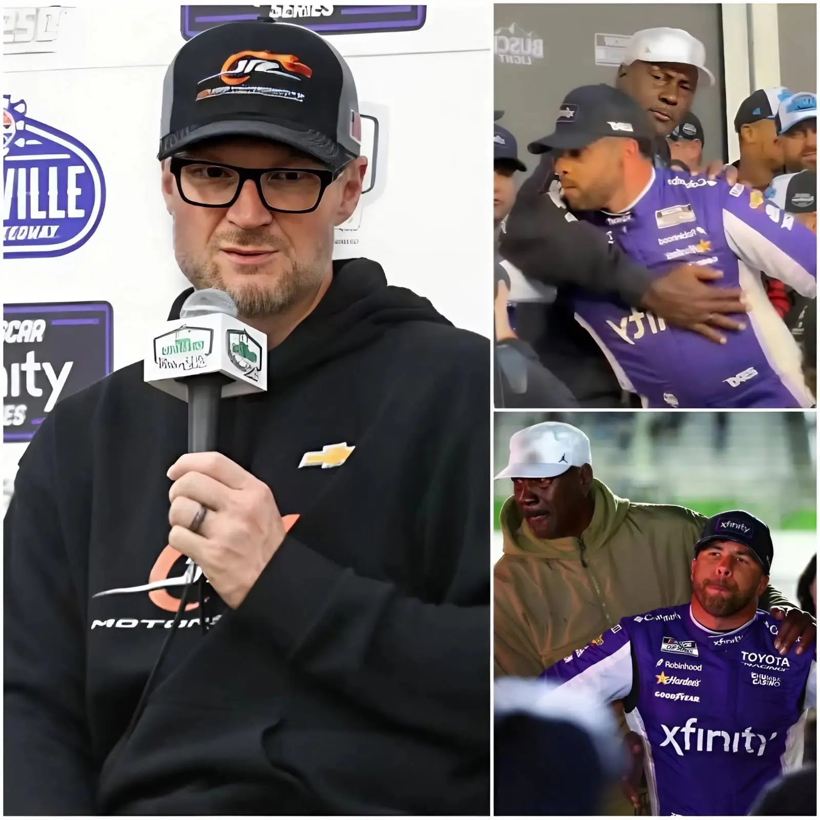 Cover Image for Bubba Wallace has been fined $200,000 after Dale Earnhardt Jr.’s lawsuit against him was approved by NASCAR; in addition, Bubba Wallace was also deducted 50 points on the standings.
