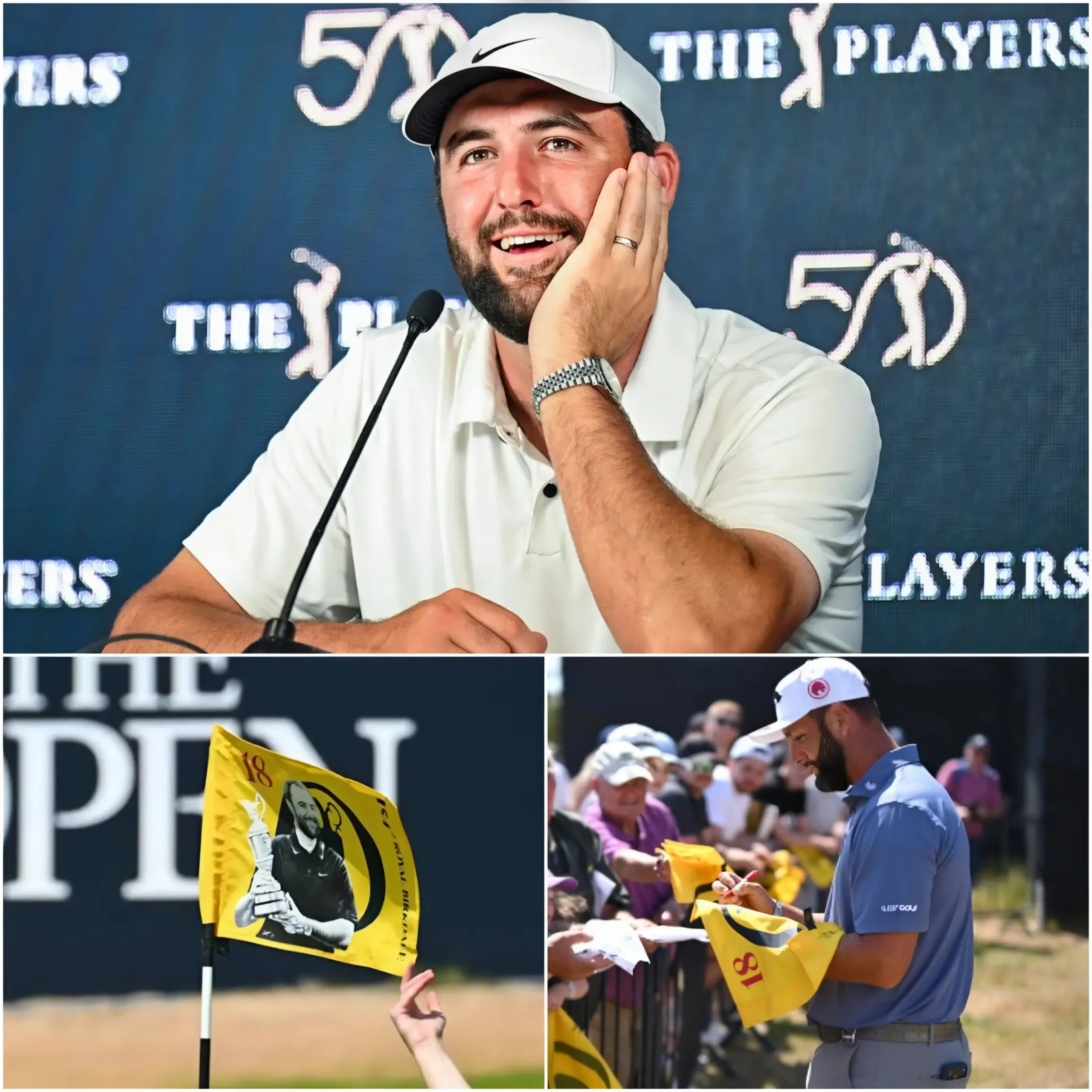 Cover Image for 😳🚨Scottie Scheffler received a special and unexpected gift after winning the Open. A hand-painted flag commemorating Scheffler’s victory might seem like just a souvenir at first glance.